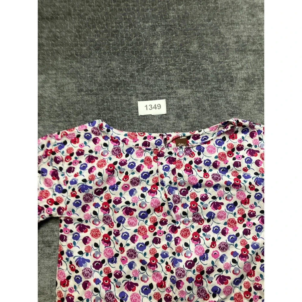 Tea Collection Mini Dress‎ Girls 8 Multicolor Floral Ruffle Sleeve Keyhole Back